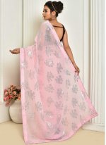 Celestial Georgette Sequins Pink Classic Designer Saree