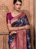 Celestial Weaving Violet Banarasi Silk Contemporary Saree