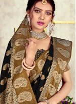 Chanderi Cotton Classic Designer Saree in Black
