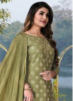 Chanderi Cotton Trendy Salwar Suit in Green