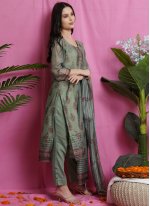 Chanderi Digital Print Trendy Salwar Suit in Green