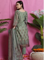 Chanderi Digital Print Trendy Salwar Suit in Green