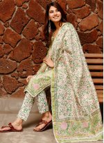 Chanderi Green Straight Salwar Suit