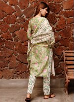 Chanderi Green Straight Salwar Suit