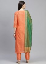 Chanderi Orange Designer Straight Suit