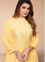 Chanderi Readymade Salwar Suit in Yellow