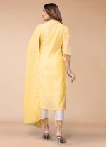 Chanderi Readymade Salwar Suit in Yellow