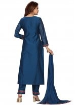 Chanderi Readymade Suit in Blue