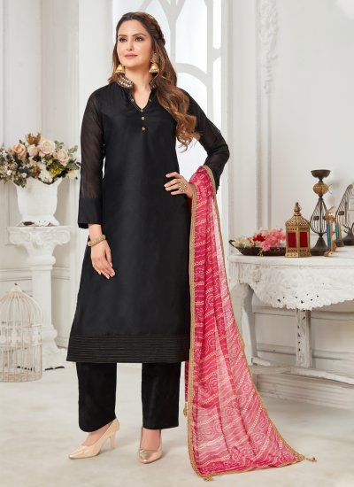 Chanderi Silk Black Trendy Salwar Kameez