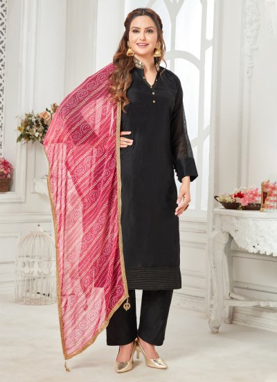 Chanderi Silk Black Trendy Salwar Kameez