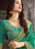 Charismatic Embroidered Green Art Silk Trendy Saree