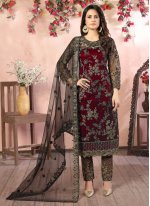 Charismatic Net Embroidered Pant Style Suit