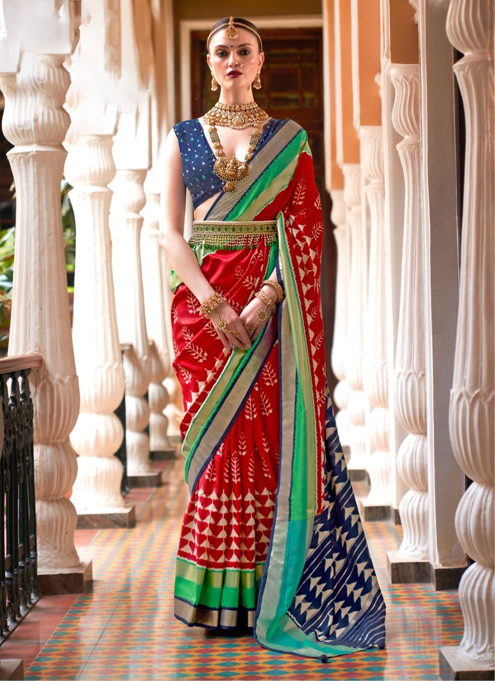 Red Silk Border Designer Saree for Engagement