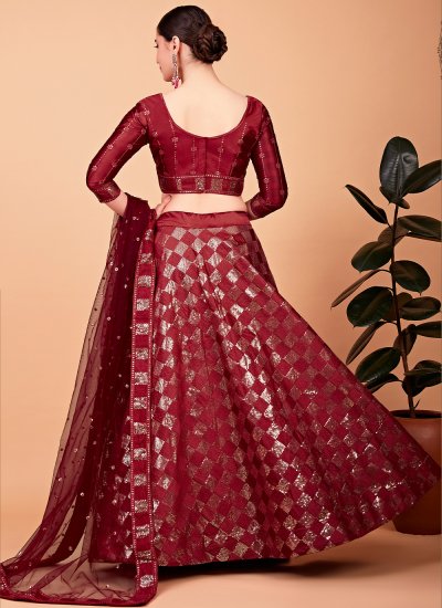 Charismatic Red Sequins Silk Designer Lehenga Choli