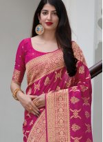 Charismatic Weaving Hot Pink Traditional Designer Saree