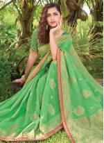 Charming Embroidered Silk Green Designer Traditional Saree