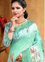 Charming Linen Floral Print Trendy Saree