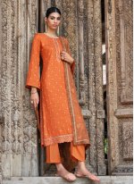 Charming Orange Sangeet Pakistani Salwar Suit