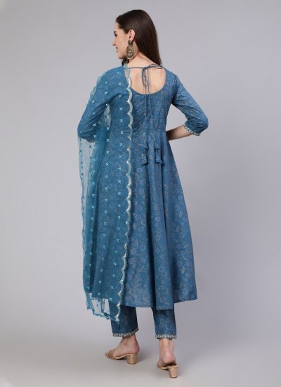 Cherubic Embroidered Firozi Cotton Readymade Suit