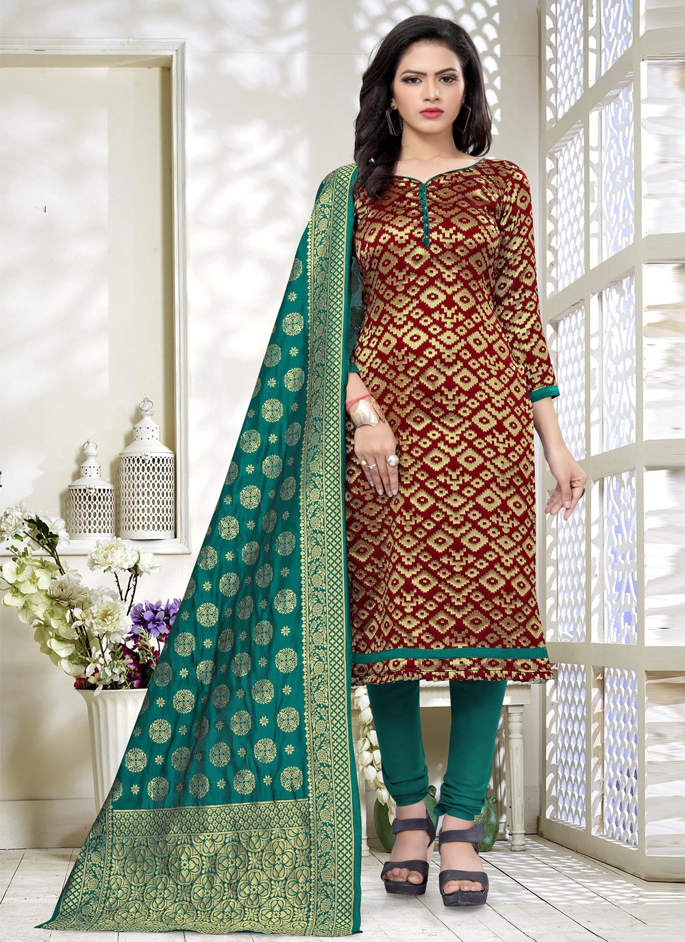 Ladies Churidar Suit, Pattern : Embroidered, Printed, Occasion : Party Wear  at Rs 500 / Piece in Gurugram