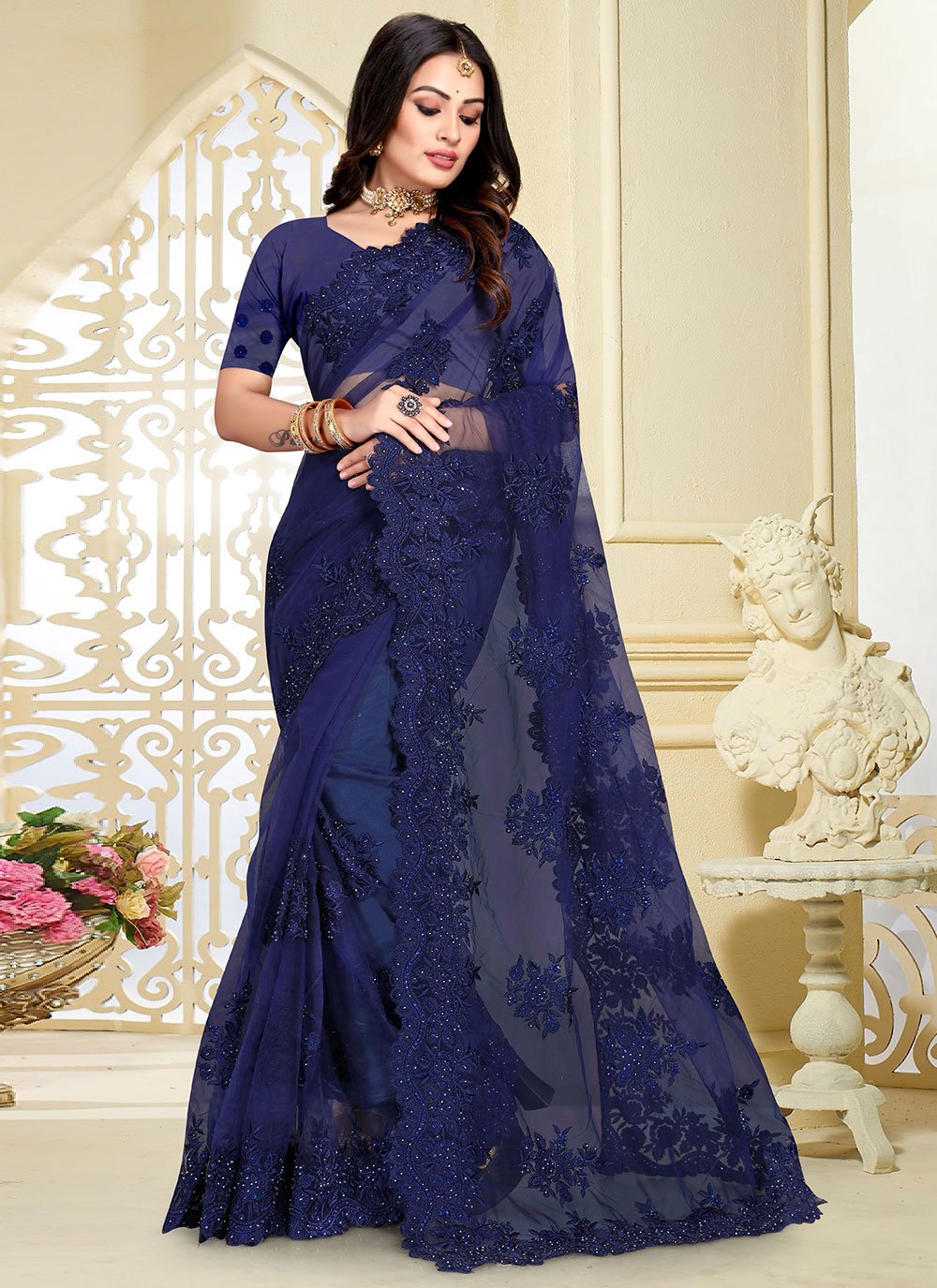 Black Net Trendy Saree