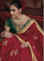 Chic Fancy Fabric Embroidered Trendy Saree