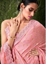Chic Pink Mehndi Classic Saree