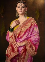 Chic Silk Pink Bandhej Trendy Saree