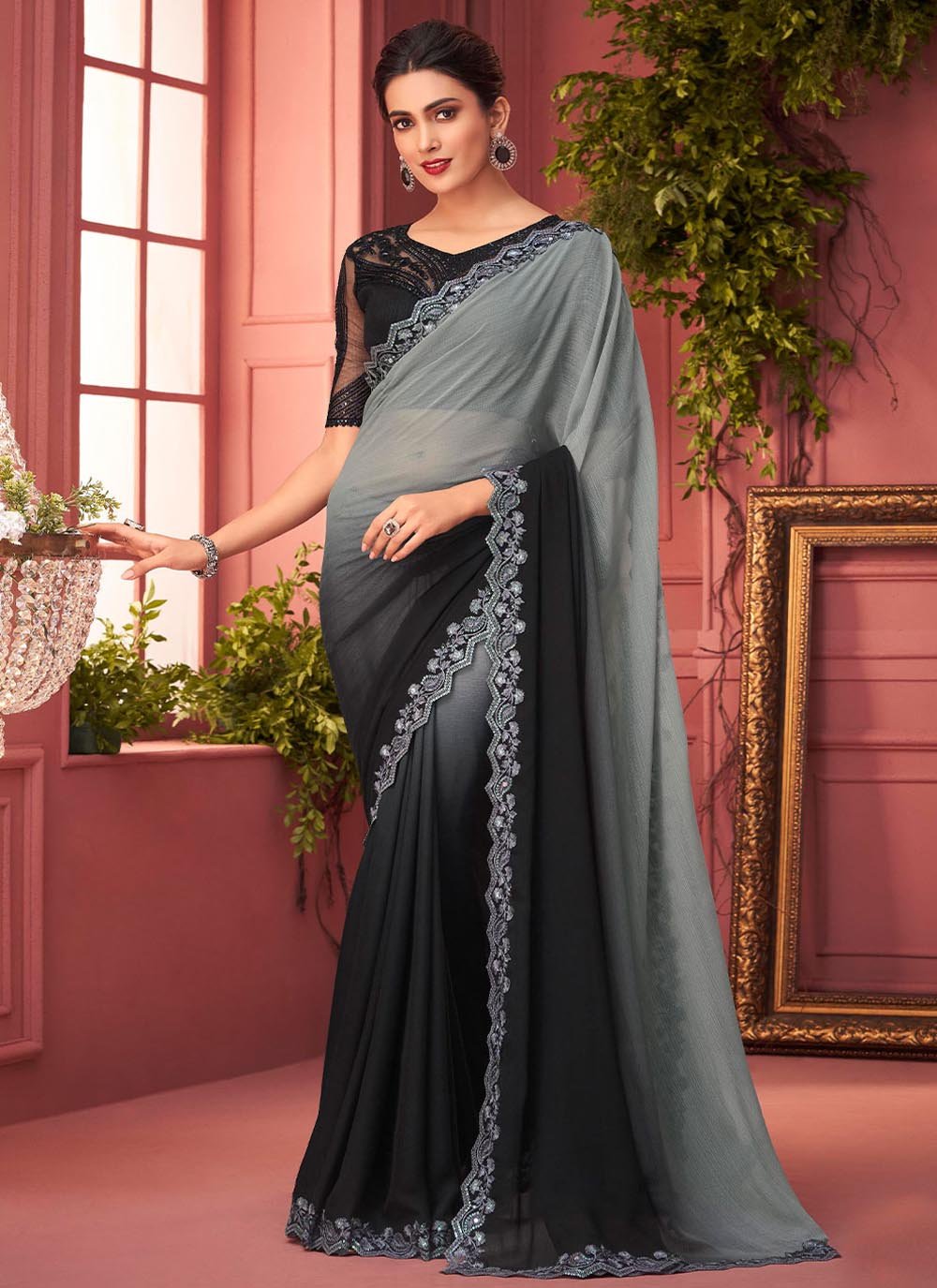 Buy Plain Green Silk Contemporary Saree : 234243 - Designer Sarees