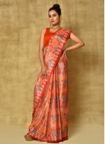Chinon Classic Designer Saree in Orange
