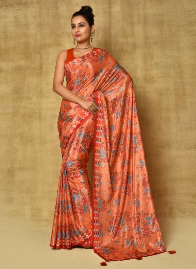 Chinon Classic Designer Saree in Orange