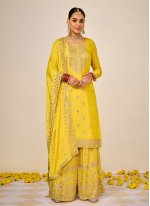 Chinon Yellow Palazzo Salwar Suit