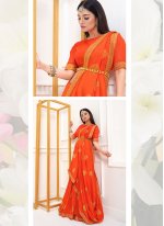 Classic Designer Saree Zari Vichitra Silk in Orange