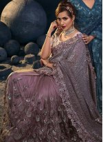 Classic Saree Embroidered Net in Purple