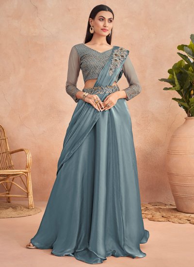 Classic Saree Embroidered Silk in Grey