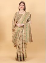 Classic Saree Meena Cotton Silk in Beige