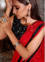 Classic Saree Sequins Lycra in Red