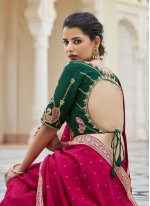 Classic Saree Sequins Vichitra Silk in Rani