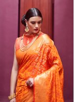 Classic Saree Weaving Patola Silk  in Orange