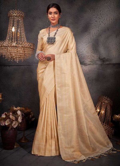 Classic Saree Woven Kanjivaram Silk in Cream