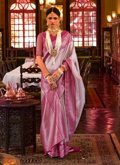 Classic Saree Woven Kanjivaram Silk in Pink