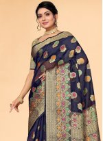 Classic Saree Woven Organza in Navy Blue