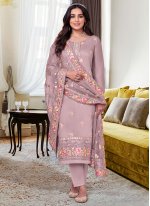 Classical Mauve  Embroidered Pant Style Suit