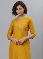 Classical Plain Mustard Poly Silk Readymade Salwar Suit