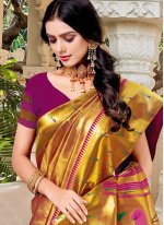Classical Purple and Yellow Traditional Designer Saree
