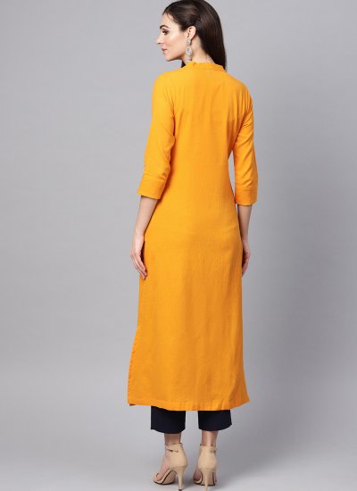 
                            Classical Yellow Party Casual Kurti