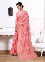 Classy Cotton Woven Pink Trendy Saree