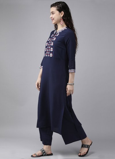 Compelling Navy Blue Party Party Wear Kurti