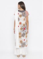 Competent Cotton Off White and Pink Designer Palazzo Suit