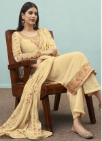 Competent Cream Designer Pakistani Salwar Suit
